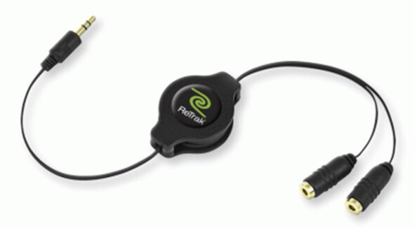 Retrak einziehbarer 3,5-mm-Klinkenaudiosplitter - 1 m