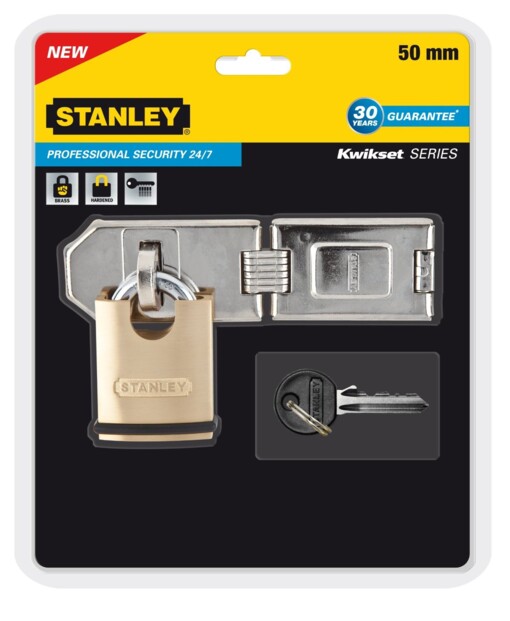 Sicherheitsscharnier mit Schloss aus Stanley Kwikset Messing