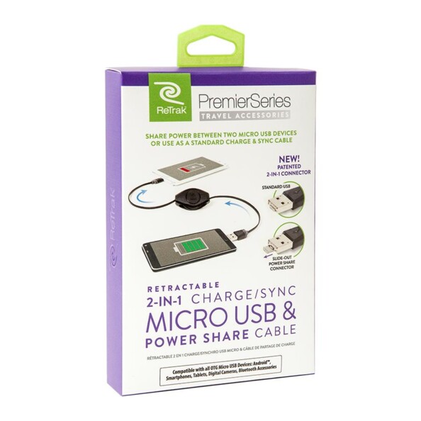 Einziehbares Micro-USB-auf-USB-PowerShare-Kabel