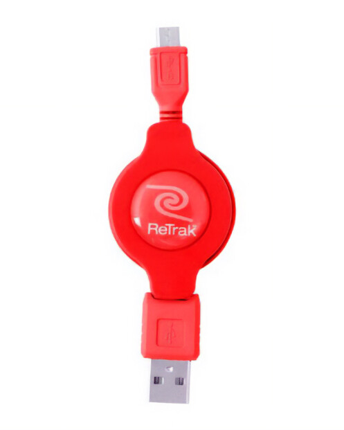 Aufrollbares USB-auf-Micro-USB-Kabel – 1 m – Rot