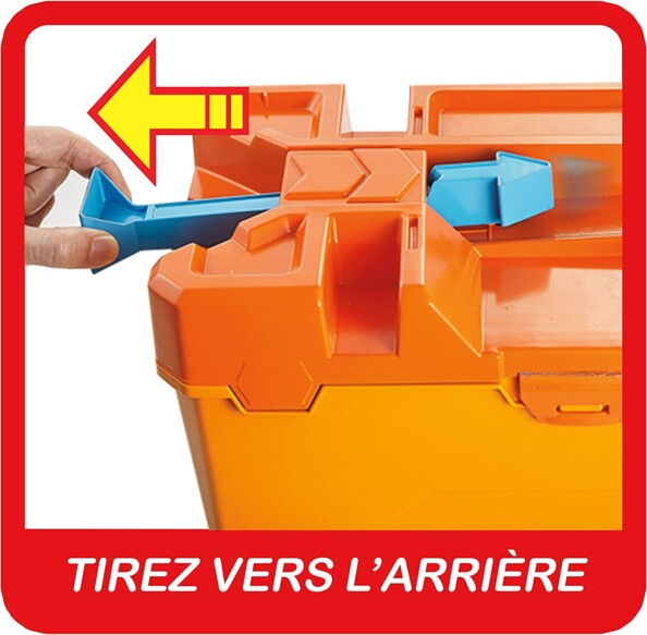 Hot Wheels Box und Miniaturauto mit Launcher