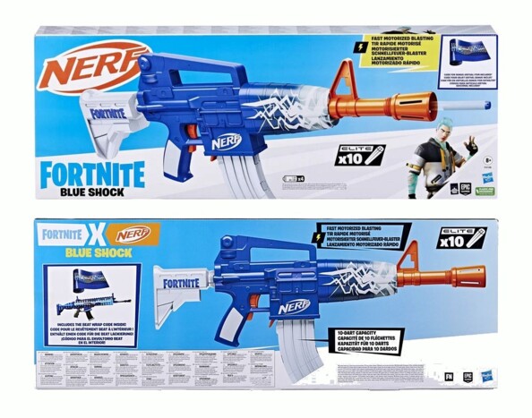 Nerf Fortnite Blue Shock Dart Blaster mit motorisiertem Schnellfeuer
