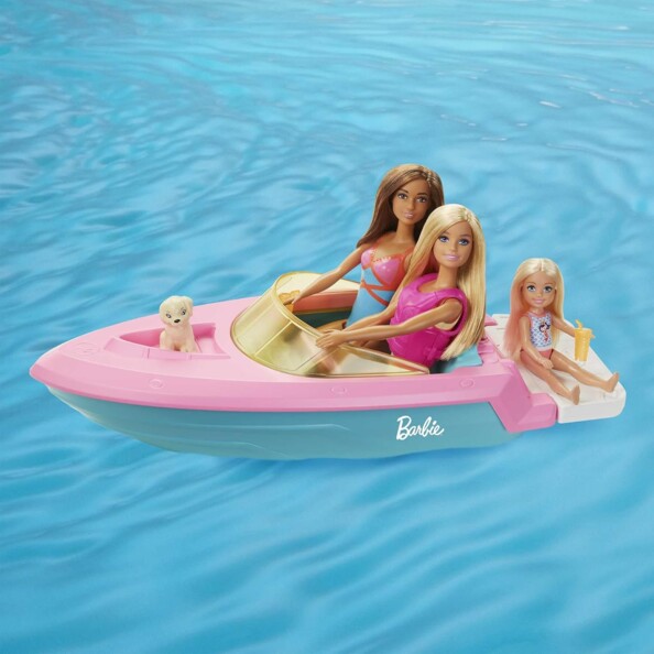 Barbie-Puppe mit Boot und Welpe