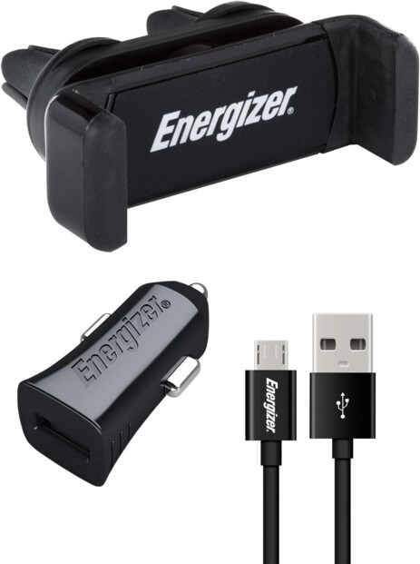 Smartphone-Halterung für Lüftungsgitter mit Ladegerät und Micro-USB-Kabel