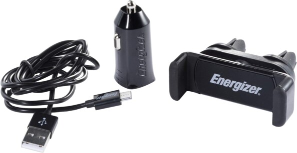 Smartphone-Halterung für Lüftungsgitter mit Ladegerät und Micro-USB-Kabel