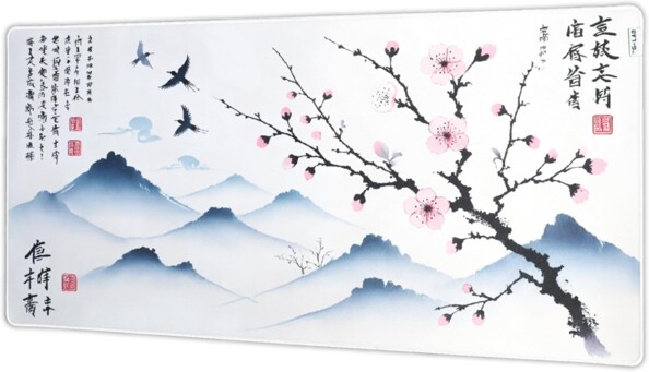 XXL-Gaming-Mauspad 900 x 400 mm mit vernähten Kanten – SAKURA