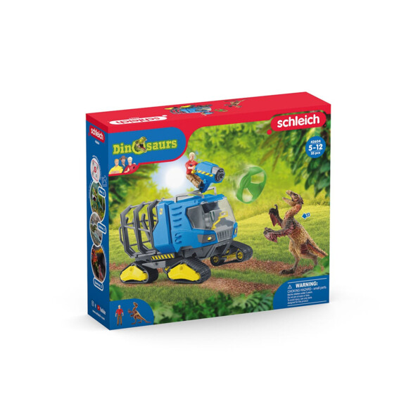 Raupenfahrzeug „Dinosaurs“ mit dem Dakotaraptor und dem Ranger Flynn